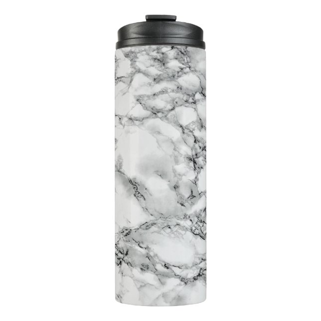 Trendy White Marble Stone Thermal Tumbler (Front)