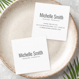 Trendy white modern minimal elegant professional square business card