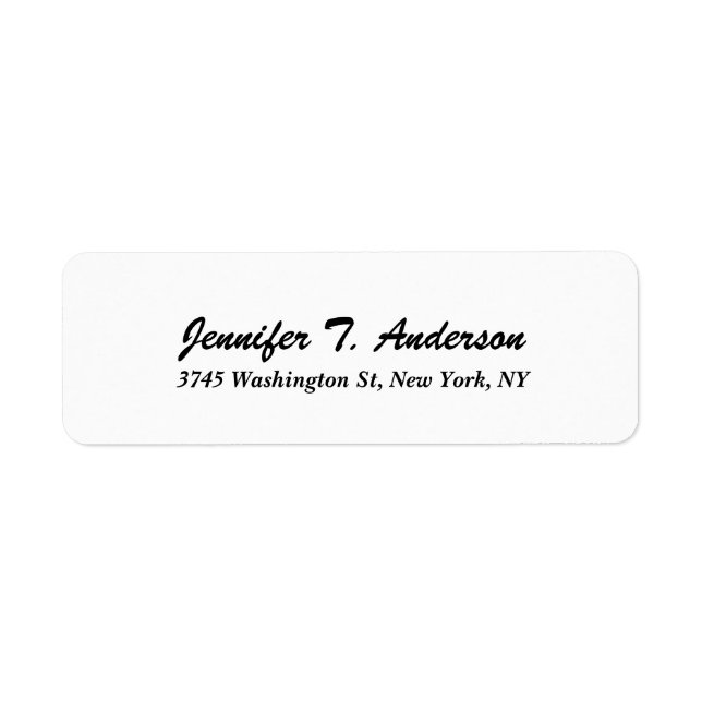 Trendy White Modern Professional Elegant Script Return Address Label (Front)