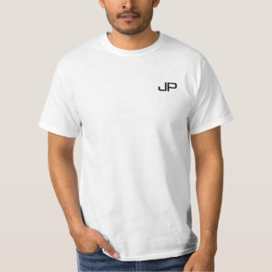 Trendy White Modern Template Name Mens Monogram T-Shirt