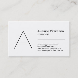 Trendy White Monogram Standard Business Card