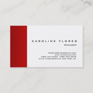 Trendy white red modern professional plain simple business card
