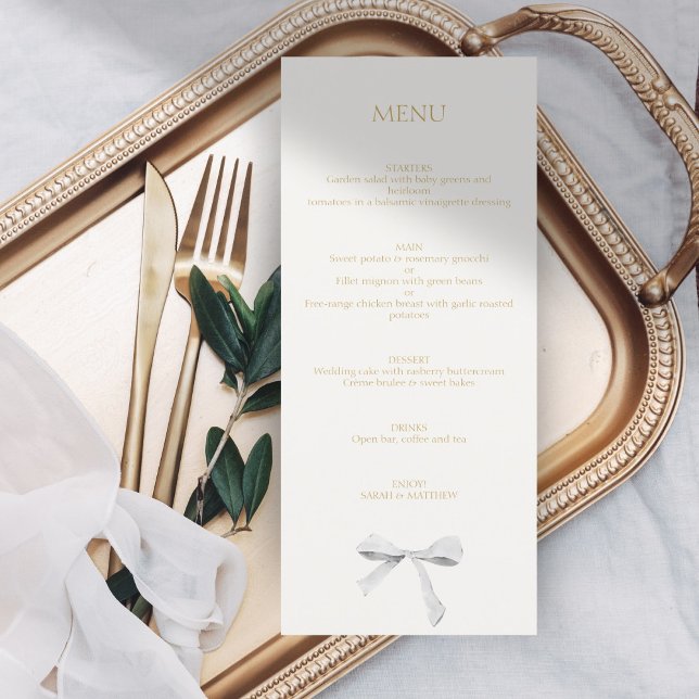 Trendy White Ribbon Wedding Menu (Creator Uploaded)