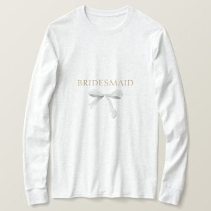 Trendy White Ribbon Wedding T-Shirt