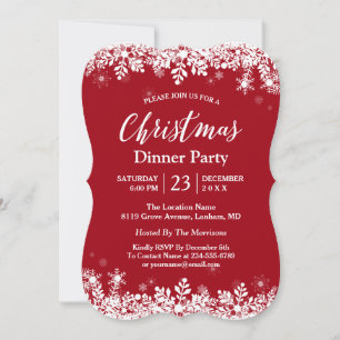 Trendy White Snowflakes Holiday Christmas Party Invitation