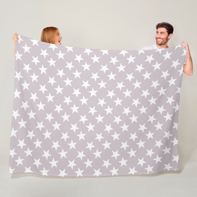 Trendy White Stars Purple Colour Chic Design Moder Fleece Blanket (In Situ)