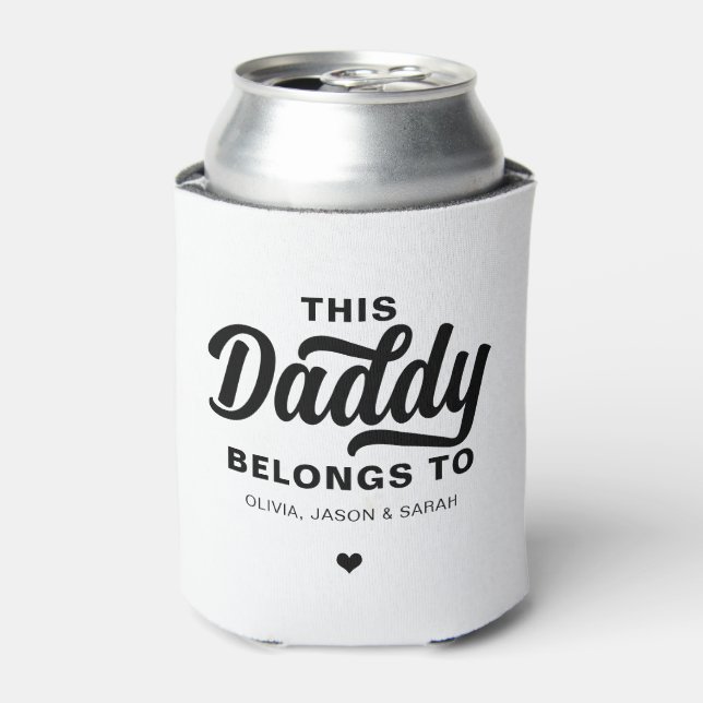 Trendy White This Daddy Belongs to Father's Day  Can Cooler (Can Front)