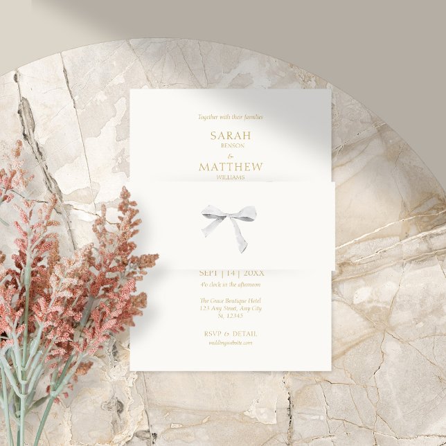 Trendy White Watercolor Ribbon Wedding  Invitation Belly Band (Creator Uploaded)