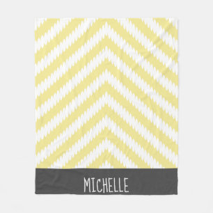 Trendy White & Yellow Arrows Name Fleece Blanket