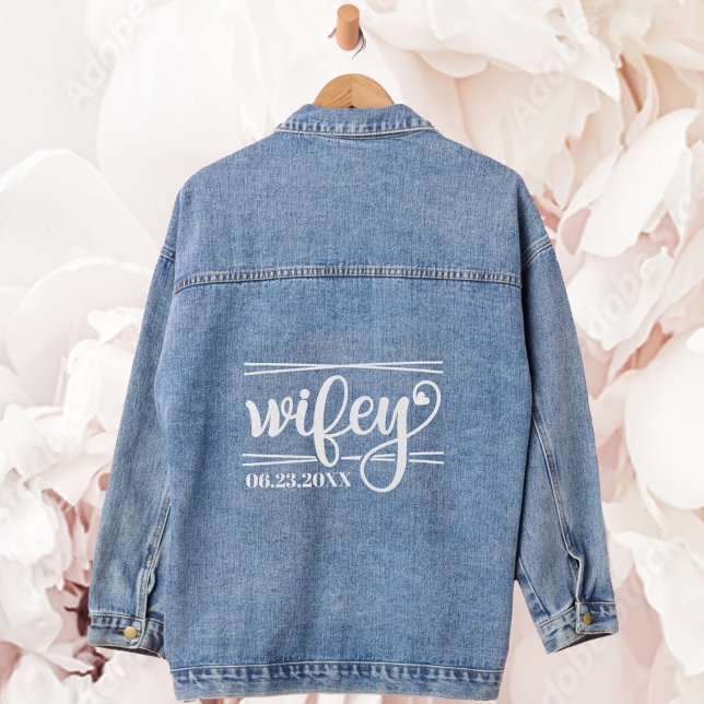 Trendy Wifey Newlywed Wedding Gift Denim Jacket (Creator Uploaded)