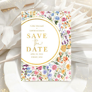 Trendy Wildflower Garden Wedding Save the Date Announcement Postcard