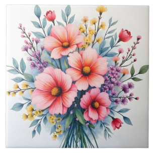 Trendy Wildflowers Beautiful Luxury Collection Ceramic Tile