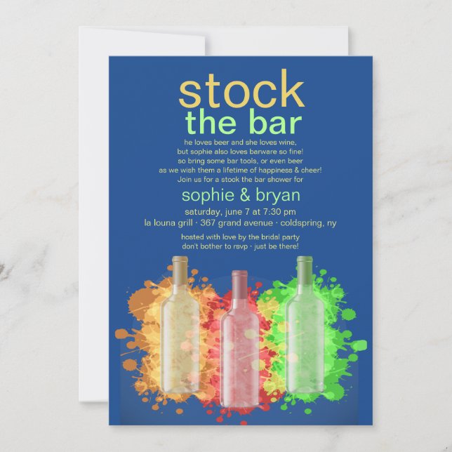 Trendy Wine Bottles Stock The Bar Invitation (Front)