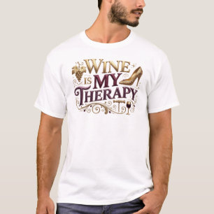 Trendy WINE THERAPY Artistic Motif T-Shirt