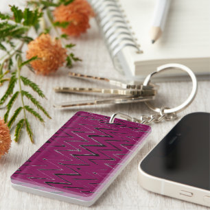 Trendy Wine Zigzag Abstract Design  Key Ring