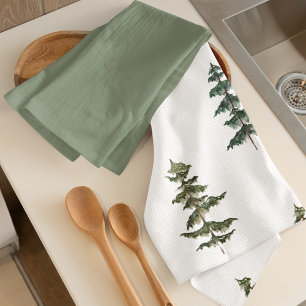 Trendy Winter Christmas Tree Pattern Tea Towel