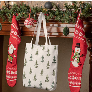 Trendy Winter   Christmas Tree Pattern Tote Bag
