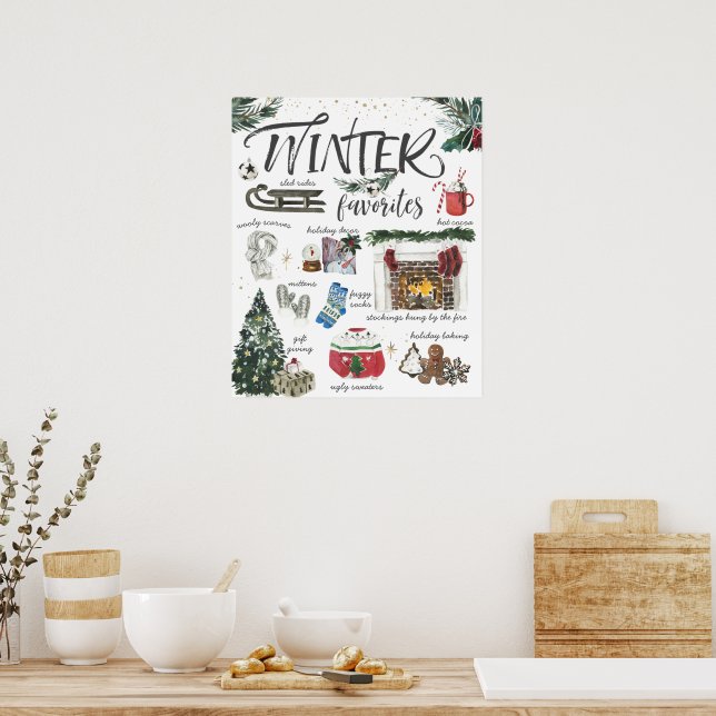 Trendy Winter Favourites | Watercolor Illustration Poster (Kitchen)
