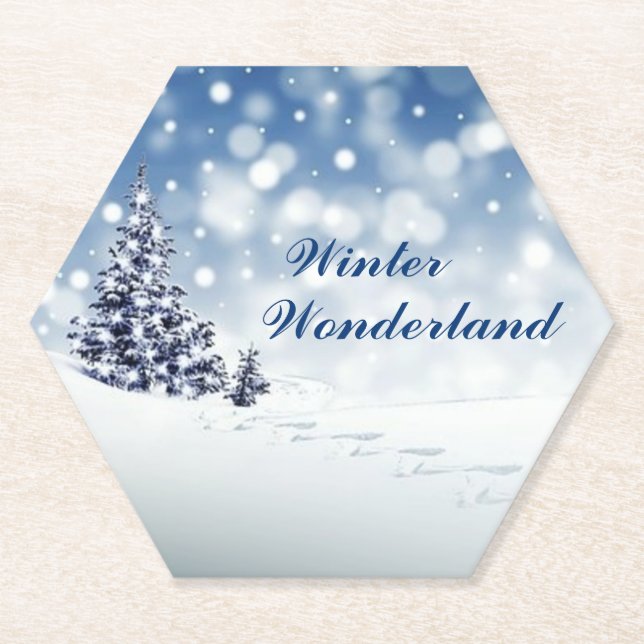 Trendy Wintry Winter Wonderland  Paper Coaster (Front)