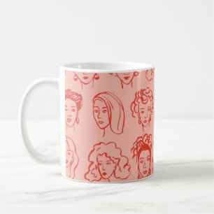 Trendy Woman Face Hand Drawn Coffee Mug