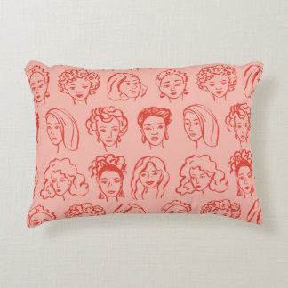 Trendy Woman Face Hand Drawn Decorative Cushion