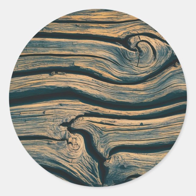 Trendy Wood Wooden Tree Logs Classic Round Sticker (Front)