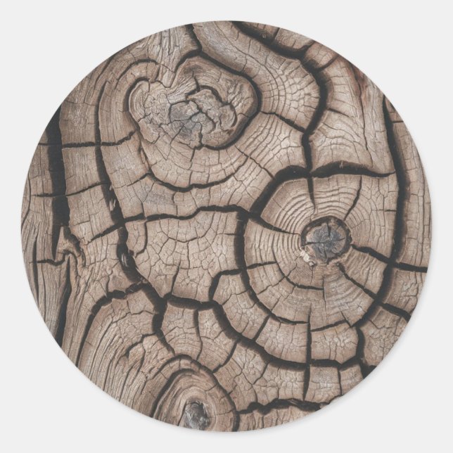 Trendy Wood Wooden Tree Logs Classic Round Sticker (Front)