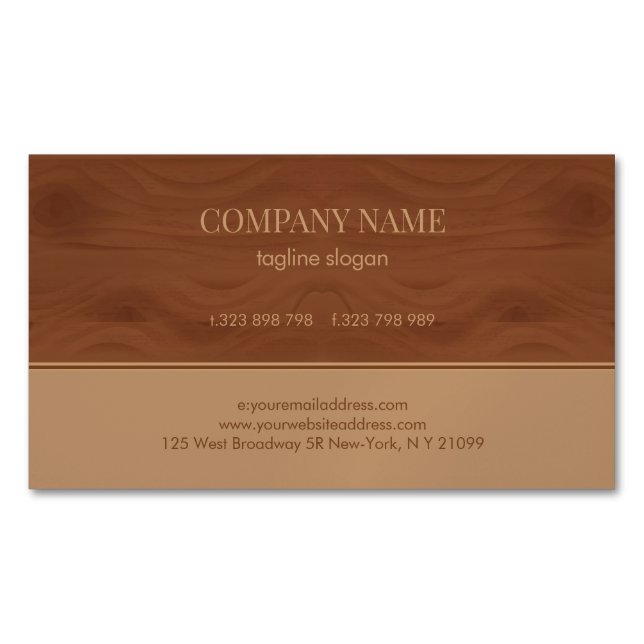 Trendy Wooden Design Magnetic Business Card (Front)