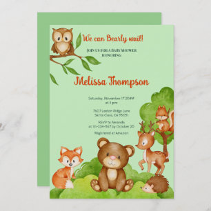 Trendy Woodland Forest friends Animals Baby Shower Invitation