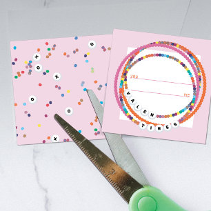 Trendy Word Bead Valentine Cards Soft Pink