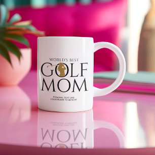 Trendy "WORLD'S BEST GOLF MOM" Gold Coffee Mug