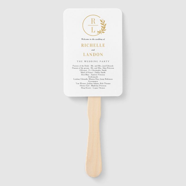 Trendy Wreath EDITABLE COLOR Wedding Program Fan (Front)