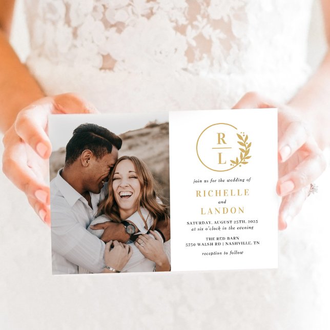 Trendy Wreath Editable Colour Photo Wedding Invitation (Creator Uploaded)