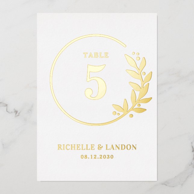 Trendy Wreath FOIL Editable Colour Table Number (Front)