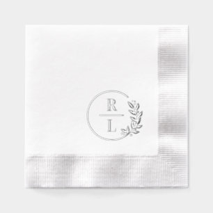 Trendy Wreath Wedding Logo Monogram Foil Napkins