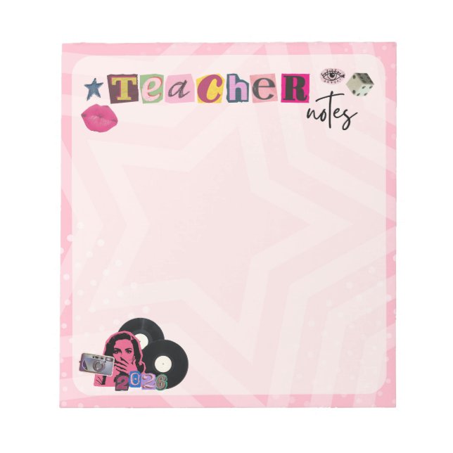 Trendy Y2K Teacher 2026 Notepad (Front)