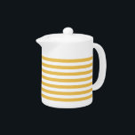 Trendy Yellow and White Wide Horizontal Stripes<br><div class="desc">A trendy yellow and white wide horizontal stripes pattern teapot. This modern and stylish design is sure to capture attention.</div>