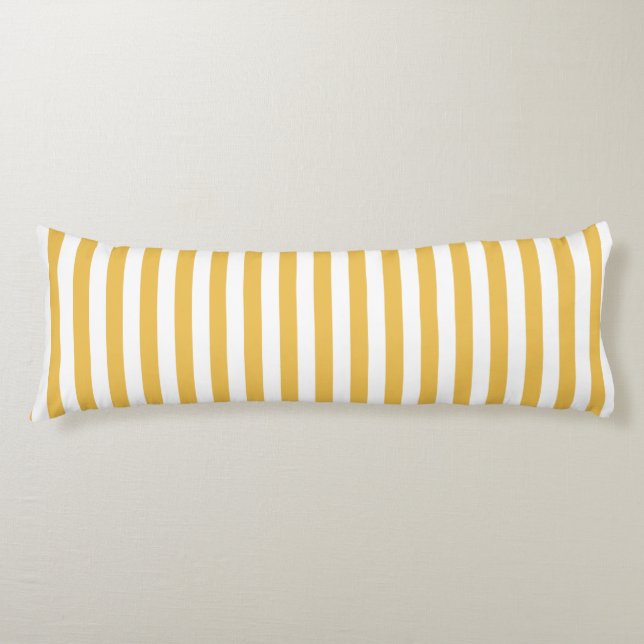 Trendy Yellow and White Wide Horizontal Stripes Body Cushion (Front)