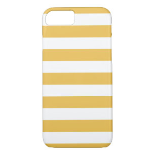 Trendy Yellow and White Wide Horizontal Stripes iPhone 8/7 Case