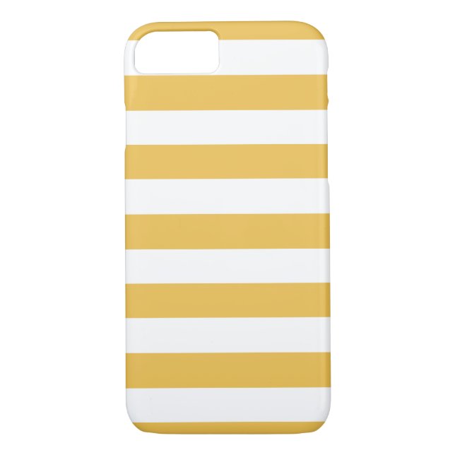 Trendy Yellow and White Wide Horizontal Stripes Case-Mate iPhone Case (Back)