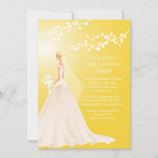 Trendy Yellow BLONDE Bride Bridal Shower Invite