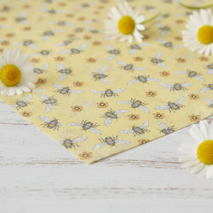 Trendy Yellow Buzzing Spring & Summer Honeybee Tissue Paper