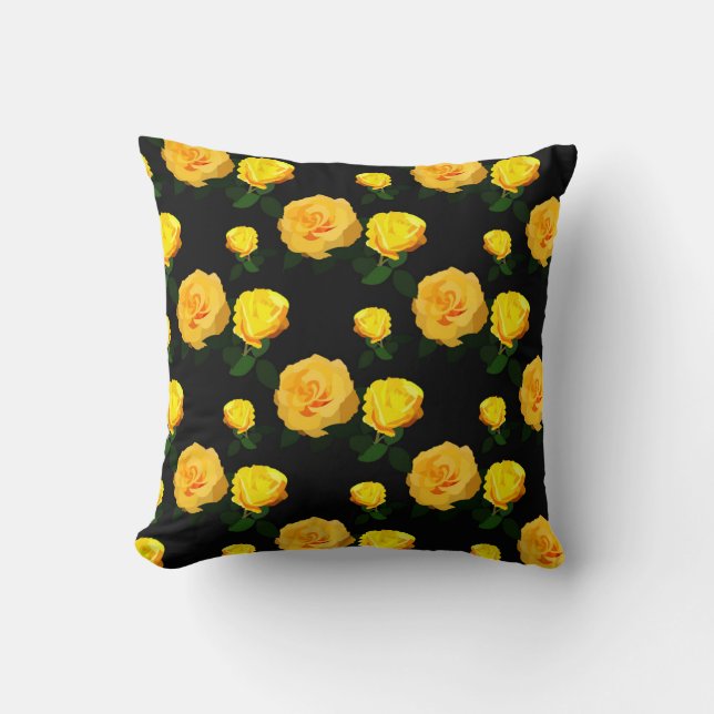 trendy yellow floral cushion (Front)