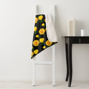 trendy yellow floral   sherpa blanket