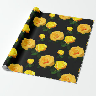 trendy yellow floral wrapping paper