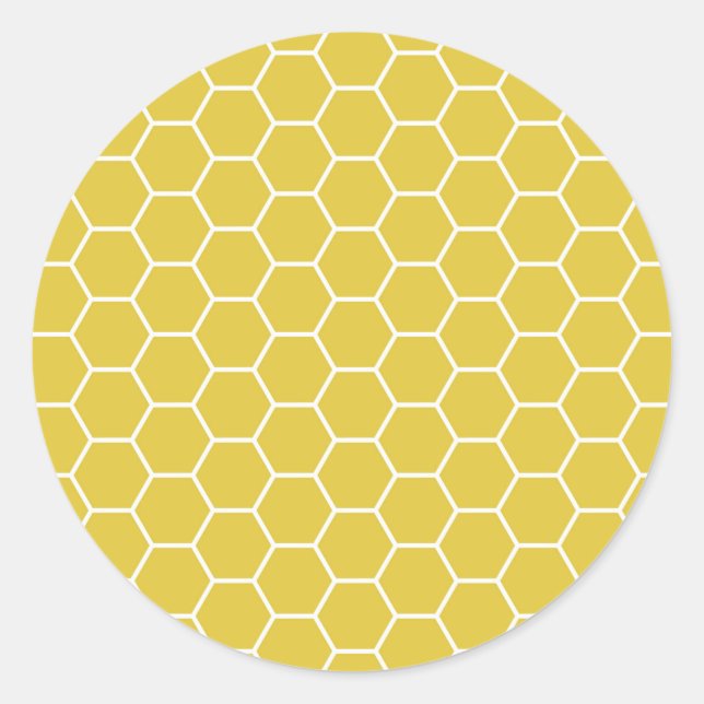 Trendy Yellow Geometric Honeycomb Hexagon Pattern Classic Round Sticker (Front)