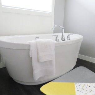 Trendy Yellow Grey Terrazzo Bath Mat