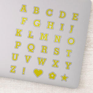 Trendy Yellow Letters Monogram Alphabet Stickers