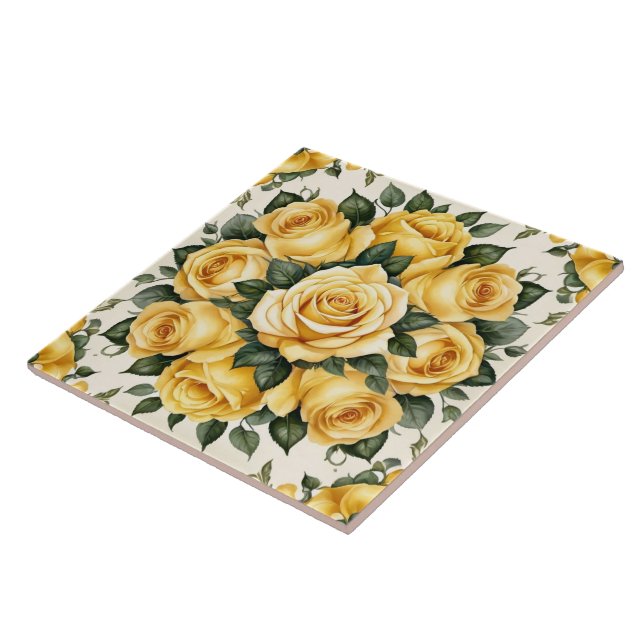 Trendy Yellow Rose Beautiful Collection Ceramic Tile (Side)