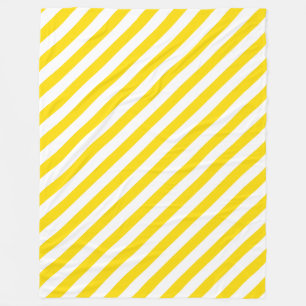 Trendy Yellow White Striped Elegant Template Large Fleece Blanket